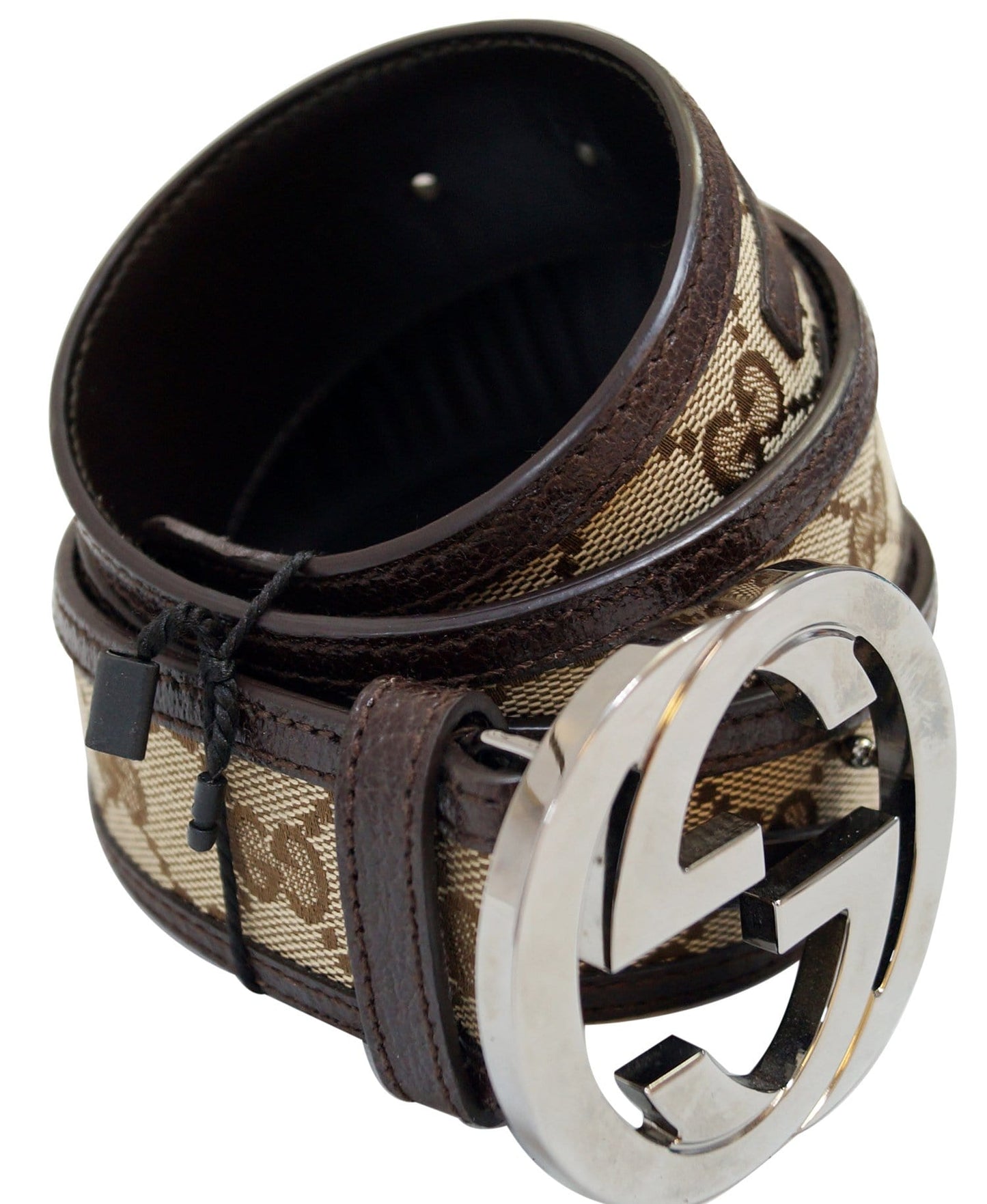 GUCCI Leather Monogram Interlocking G Belt Dark Brown Size 85/34