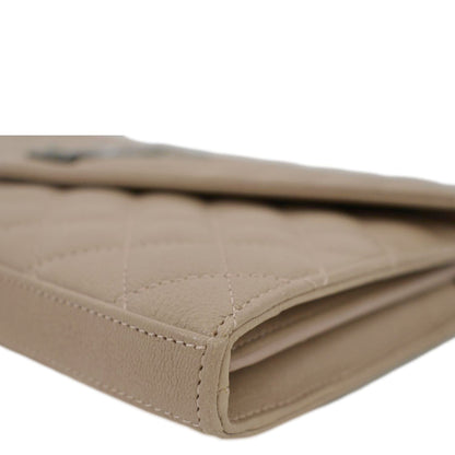 YVES SAINT LAURENT WOC Mixed Matelasse Leather Wallet Dark Beige