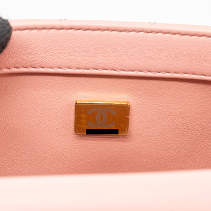 Chanel Pearl Crush mini Rectangular flap bag lambskin pink  (Microchip)