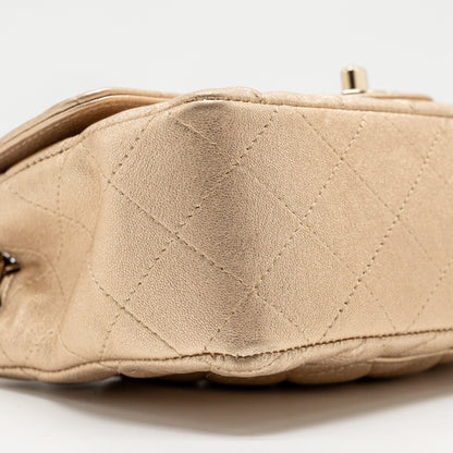 Chanel Mini Rectangular flap bag lambskin metallic gold L