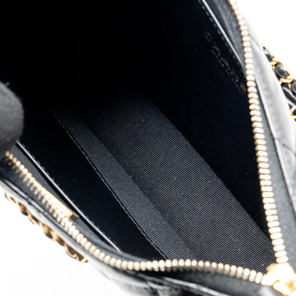 Chanel 23k 19 Hobo Shoulder Bag Calfskin Black  (microchip)