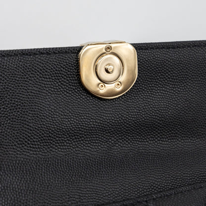 Chanel top handle mini flap bag with chain caviar black L (microchip)