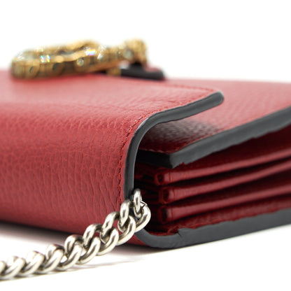 Gucci Dionysus leather mini chain Red bag Gold and silver hardware