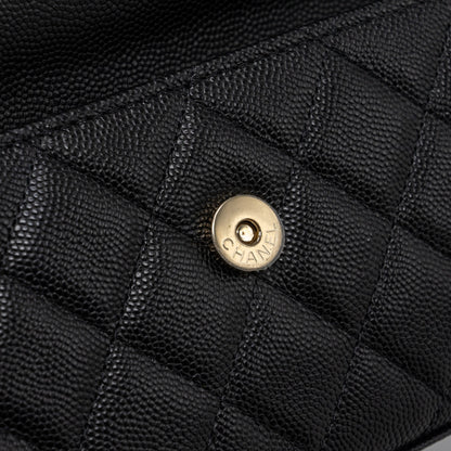 Chanel top handle mini flap bag with chain caviar black L (microchip)