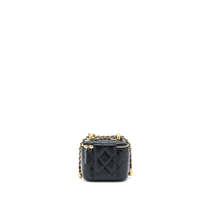 Chanel 21A Gold Crush Mini Vanity Case Calfskin Black Brushed
