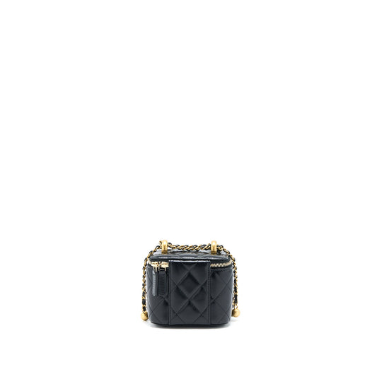 Chanel 21A Gold Crush Mini Vanity Case Calfskin Black Brushed