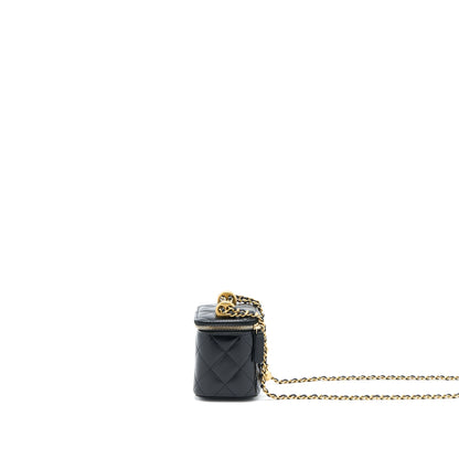 Chanel 21A Gold Crush Mini Vanity Case Calfskin Black Brushed