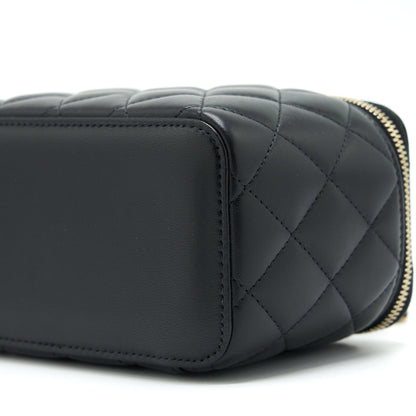Chanel 22S Pearl Crush Long Vanity With Chain Lambskin Black
