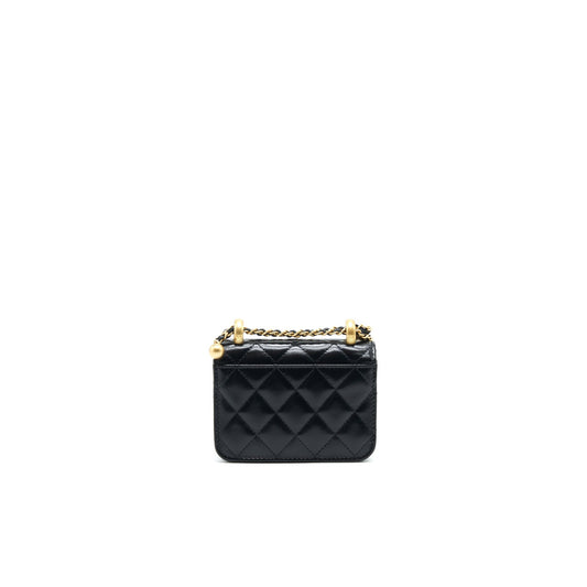 Chanel 21A Flap Coin Purse with Chain Black with  calfskin