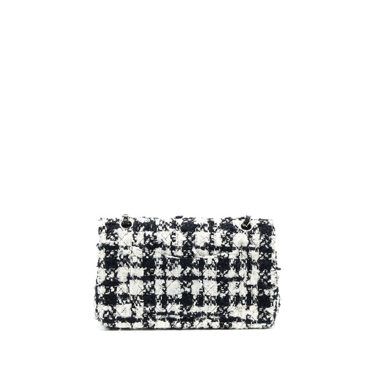 Chanel Vintage Medium Classic Flap Bag Tweed Black And White