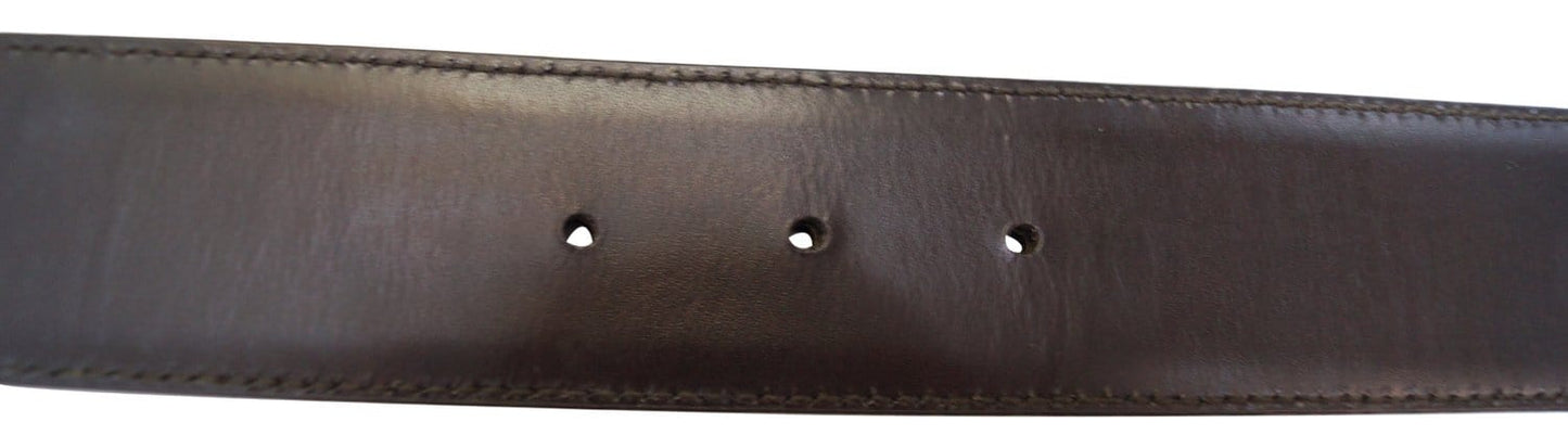 GUCCI Leather Monogram Interlocking G Belt Dark Brown Size 85/34