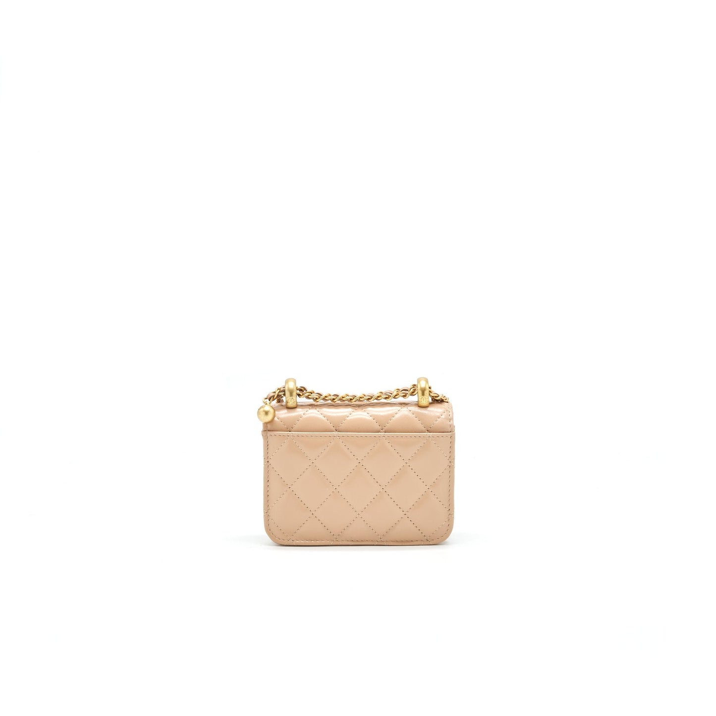 Chanel 21A Flap Coin Purse with Chain Beige  Calfskin
