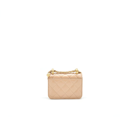 Chanel 21A Flap Coin Purse with Chain Beige  Calfskin