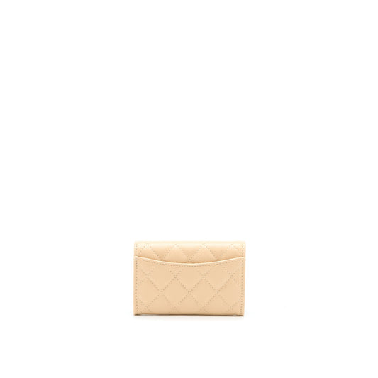 Chanel Classic Flap Card Holder Caviar Beige  (Microchip)