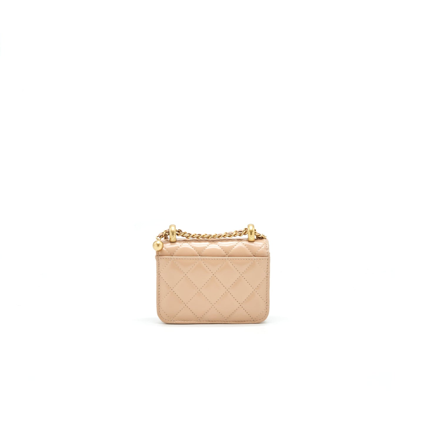 Chanel 21A Flap Coin Purse with Chain Beige  Calfskin