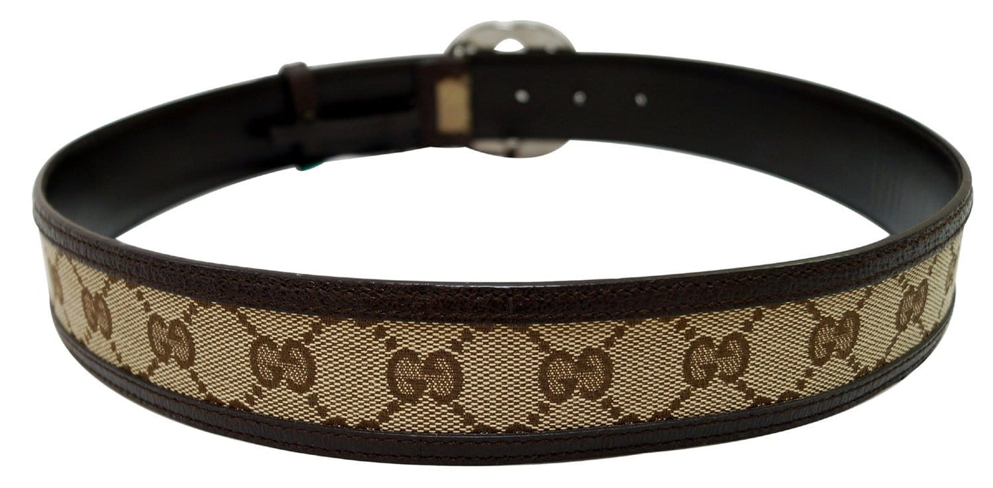 GUCCI Leather Monogram Interlocking G Belt Dark Brown Size 85/34