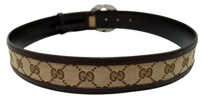 GUCCI Leather Monogram Interlocking G Belt Dark Brown Size 85/34