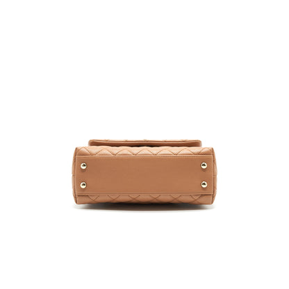 Chanel Mini Coco Handle Flap Bag 21p Caramel L