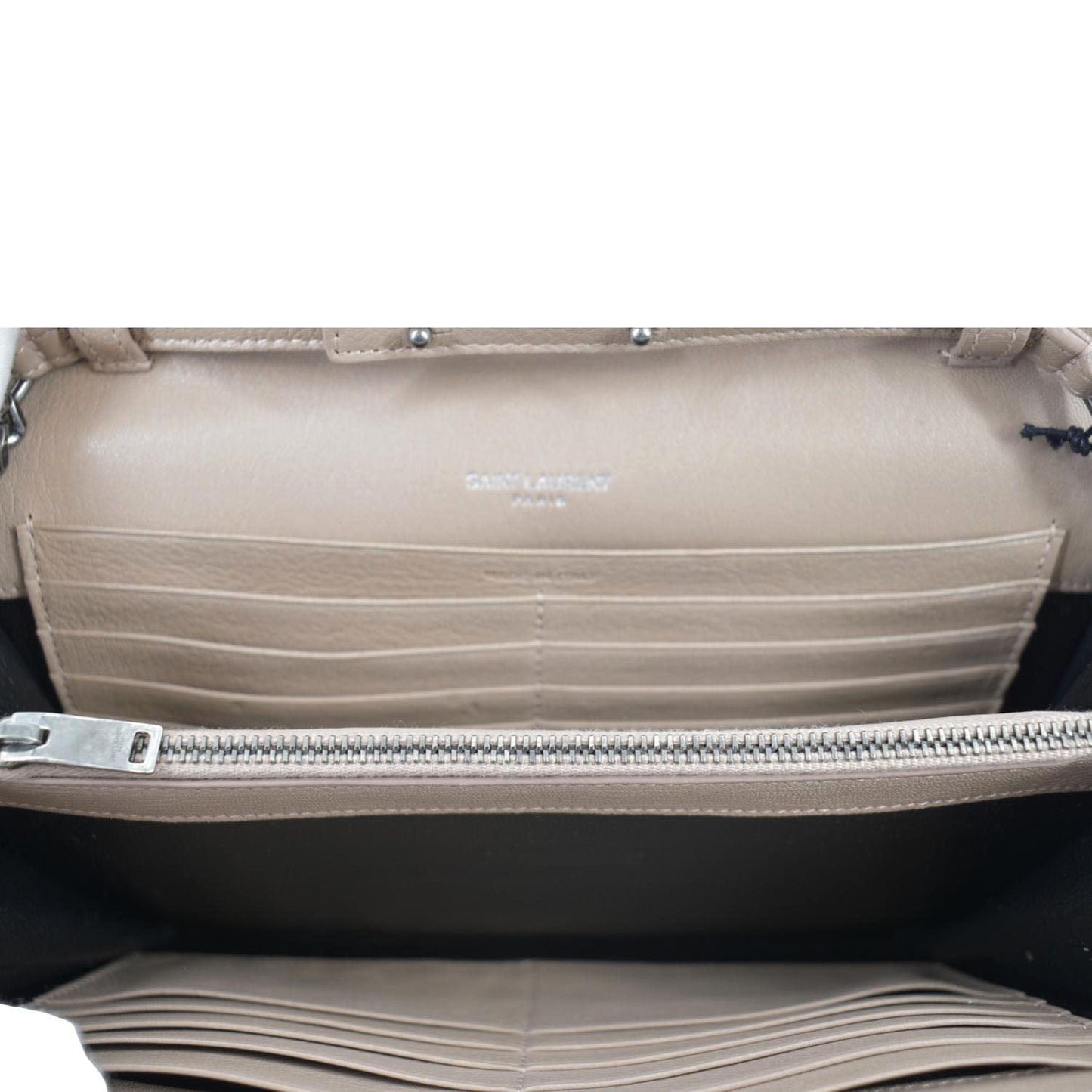 YVES SAINT LAURENT WOC Mixed Matelasse Leather Wallet Dark Beige