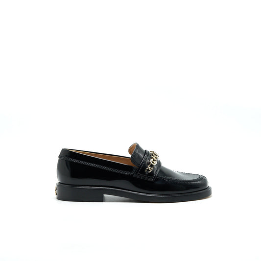 Chanel Size 37 Leather Loafer Black