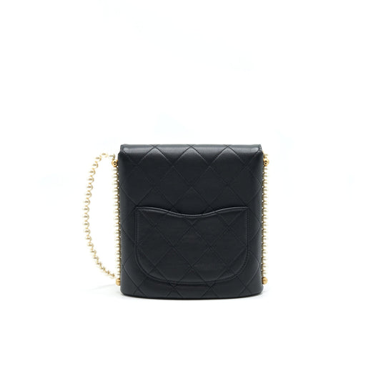 Chanel Small Hobo Bag With Pearls Black Calfskin