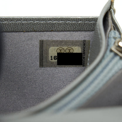 Chanel Camellia Fold Long Wallet Lambskin black / silver