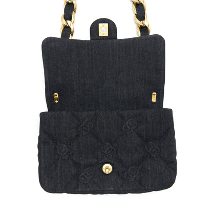 Chanel 22s Small Denim CC Logo Shoulder Bag