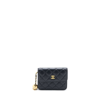 Chanel Pearl Crush Mini Flap Belt Bag Lambskin Black Brushed