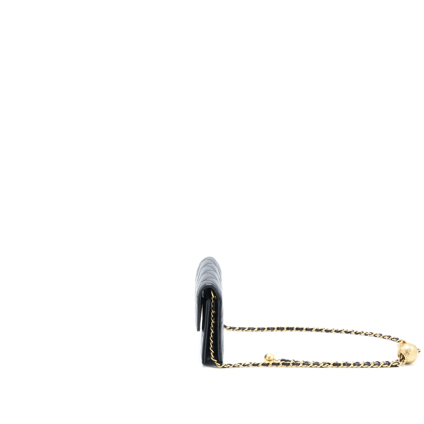 Chanel Pearl Crush Mini Flap Belt Bag Lambskin Black Brushed