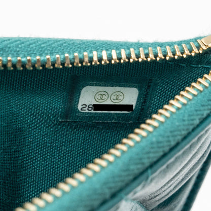 Chanel boy zip pouch lambskin green L