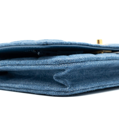 Chanel 22C Pearl Crush wallet on chain Denim blue (microchip)