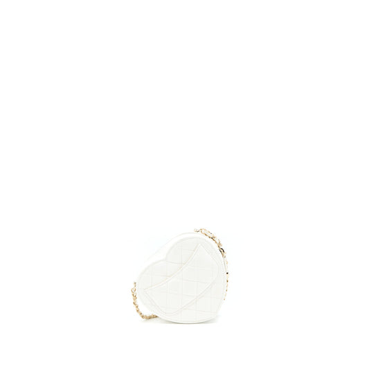 Chanel Small Heart Bag Lambskin White L