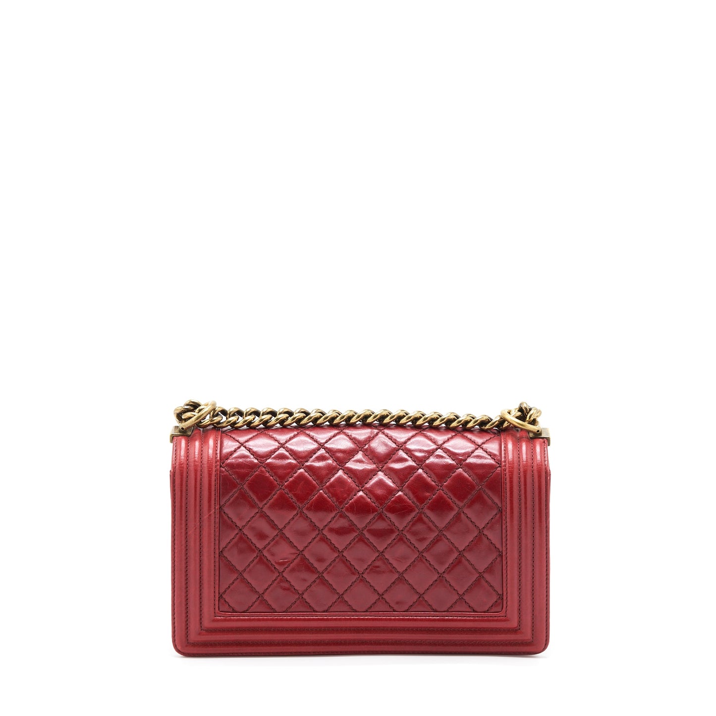 Chanel Medium Boy Bag Aged Calfskin Red With Ruthenium