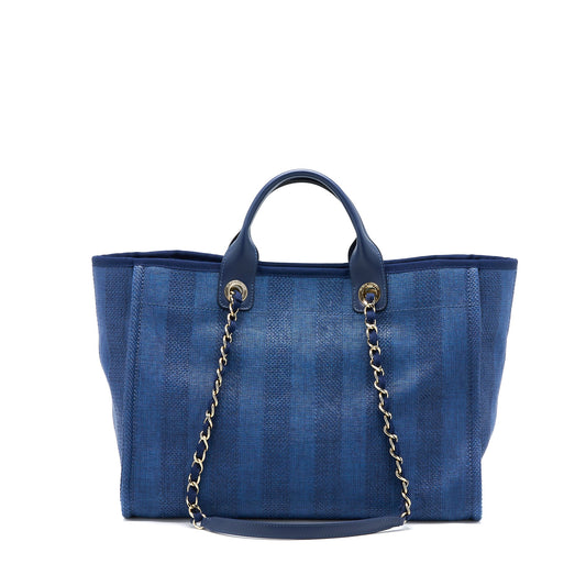 Chanel Deauville Tote Bag Canvas Dark Blue L