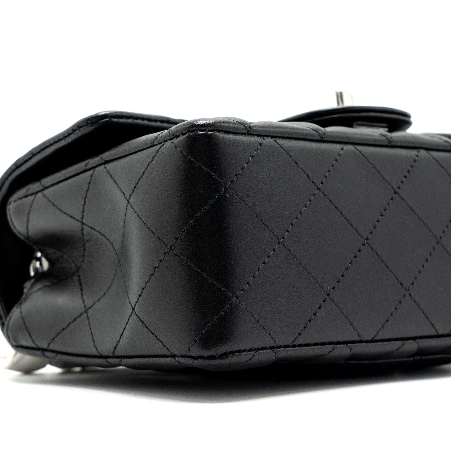 Chanel mini rectangular flap bag lambskin black   (microchip)