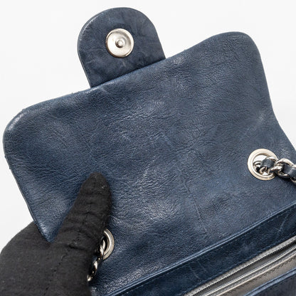 Chanel Mini Round Flap Bag With Chain Aged Calfskin Navy