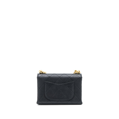 Chanel Detail Chain Flap Bag Grained Calfskin Black  (Microchip)