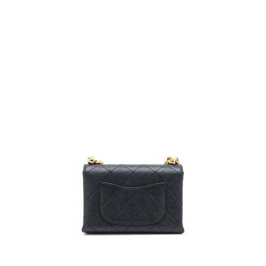 Chanel Detail Chain Flap Bag Grained Calfskin Black  (Microchip)