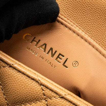 Chanel Medium Coco Handle Caviar Dark Beige  (microchip)