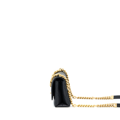 Chanel Detail Chain Flap Bag Grained Calfskin Black  (Microchip)