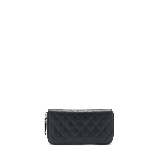 Chanel Cambon Long Zipper Wallet Calfskin Black/Pink