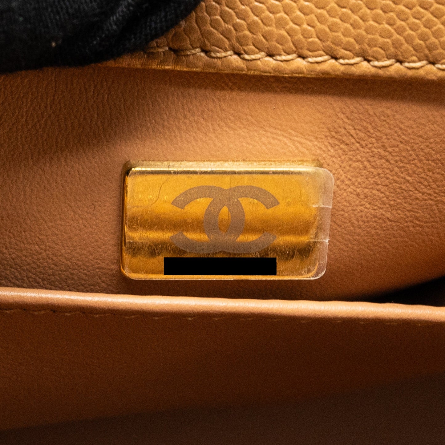 Chanel Medium Coco Handle Caviar Dark Beige  (microchip)