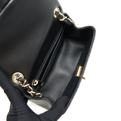 Chanel 22C Mini Square Flap Bag Lambskin Black L