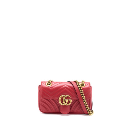 Gucci Mini GG Marmont Bag Calfskin Red Brushed