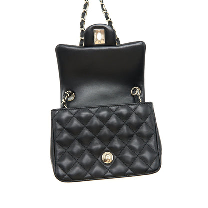 Chanel 22C Mini Square Flap Bag Lambskin Black L