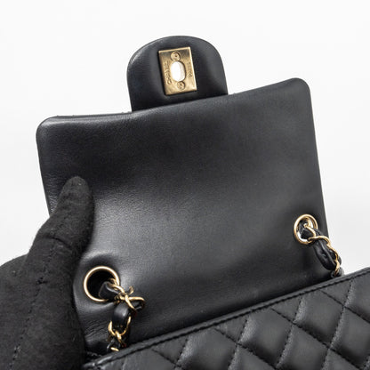 Chanel Mini Square Flap Bag Lambskin Black  (Microchip)
