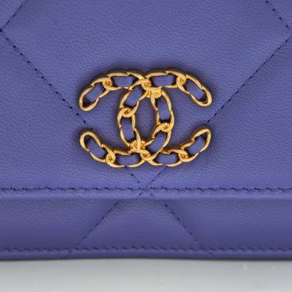 Chanel 19 wallet on chain Lambskin purple with Gold/silver hardware