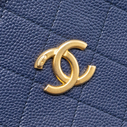 Chanel Top Handle Drawstring Bucket Bag Caviar Navy