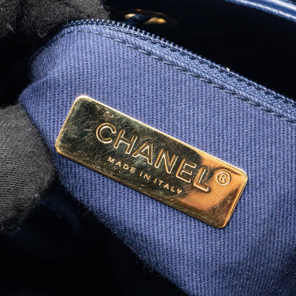 Chanel Top Handle Drawstring Bucket Bag Caviar Navy