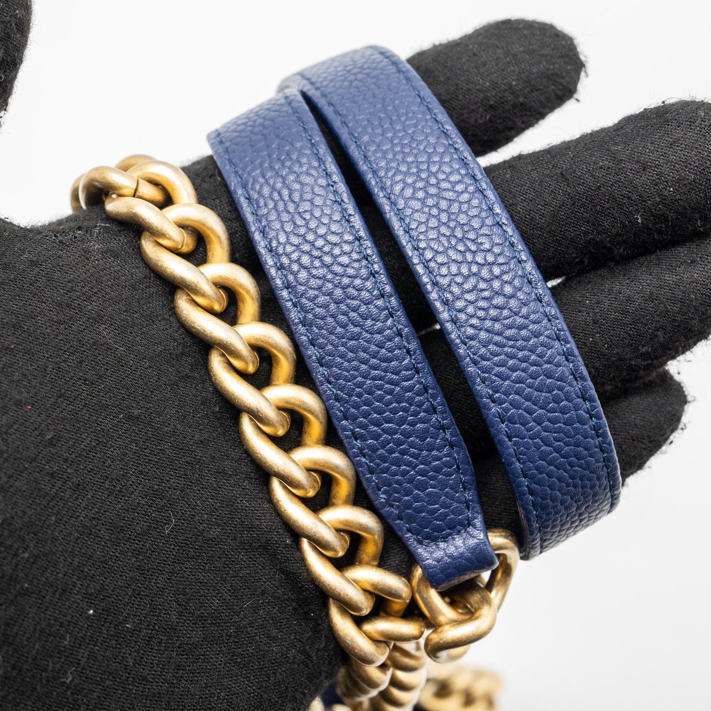 Chanel Top Handle Drawstring Bucket Bag Caviar Navy